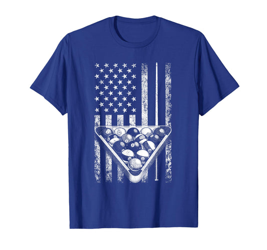 Vintage Billiard American Flag Pool Player T-Shirt