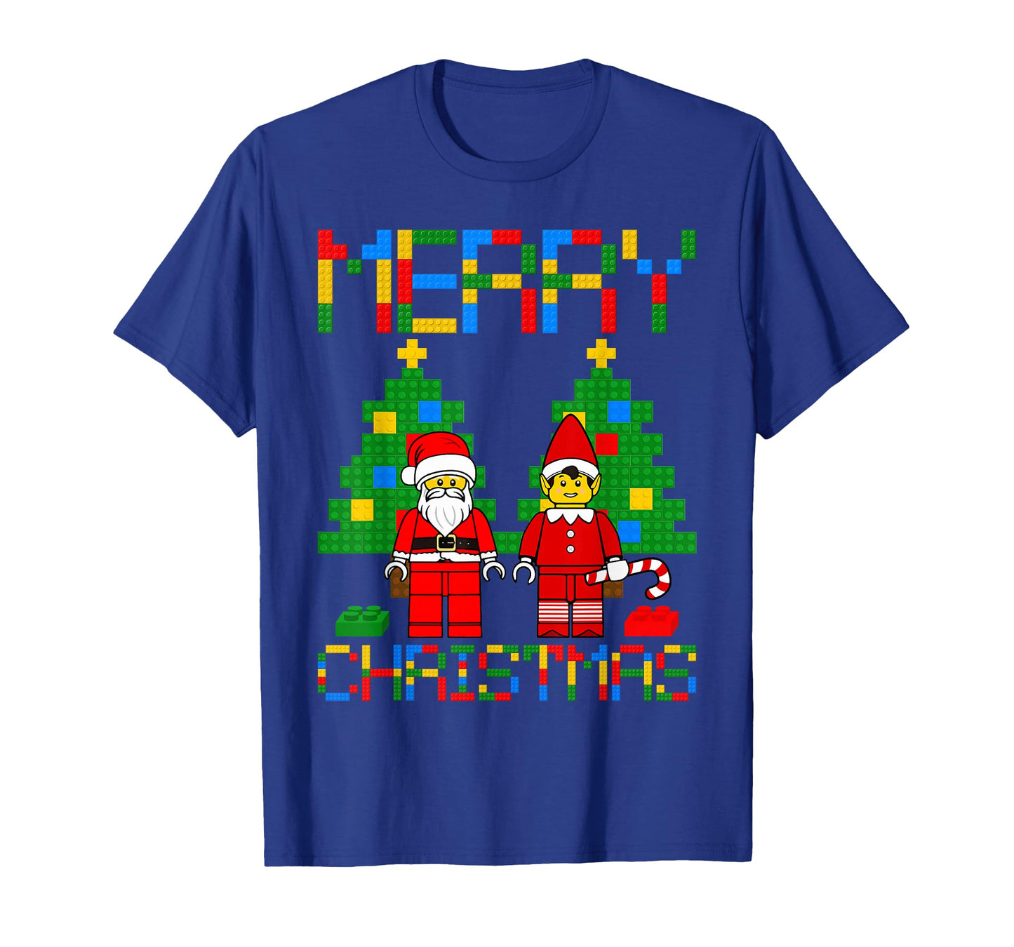 Merry Christmas Blocks Building Christmas Tree & Santa Kids T-Shirt