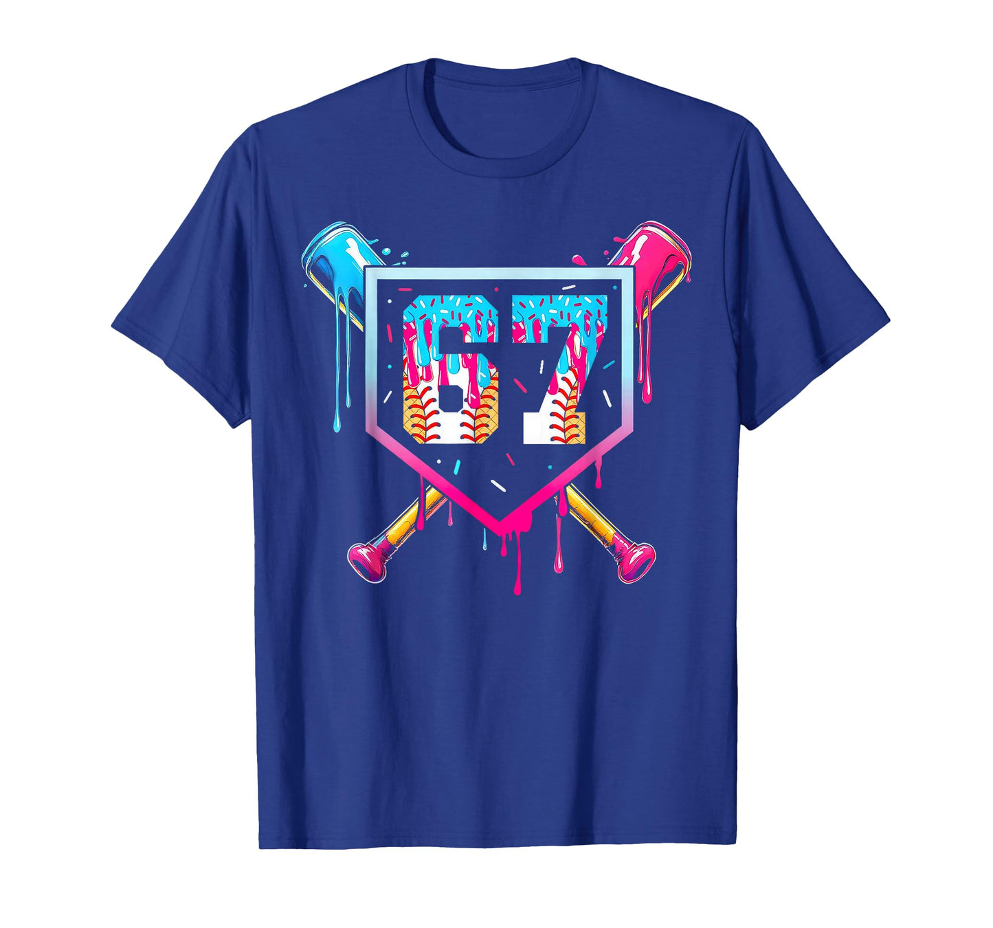 Baseball Drip Number 67 Player Or 67th Birthday Funny Meme T-Shirt