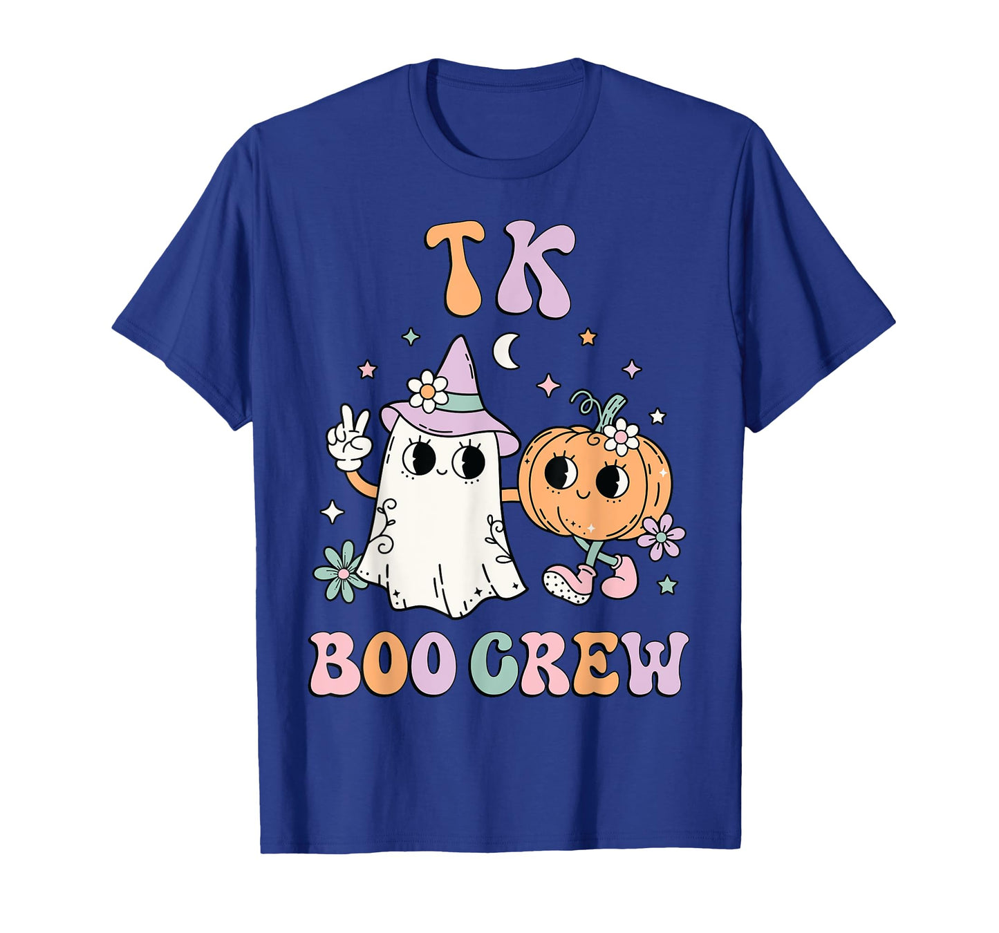 TK Boo Crew Retro Groovy Halloween Floral Ghost TK Teacher Men Women Kids T-Shirt