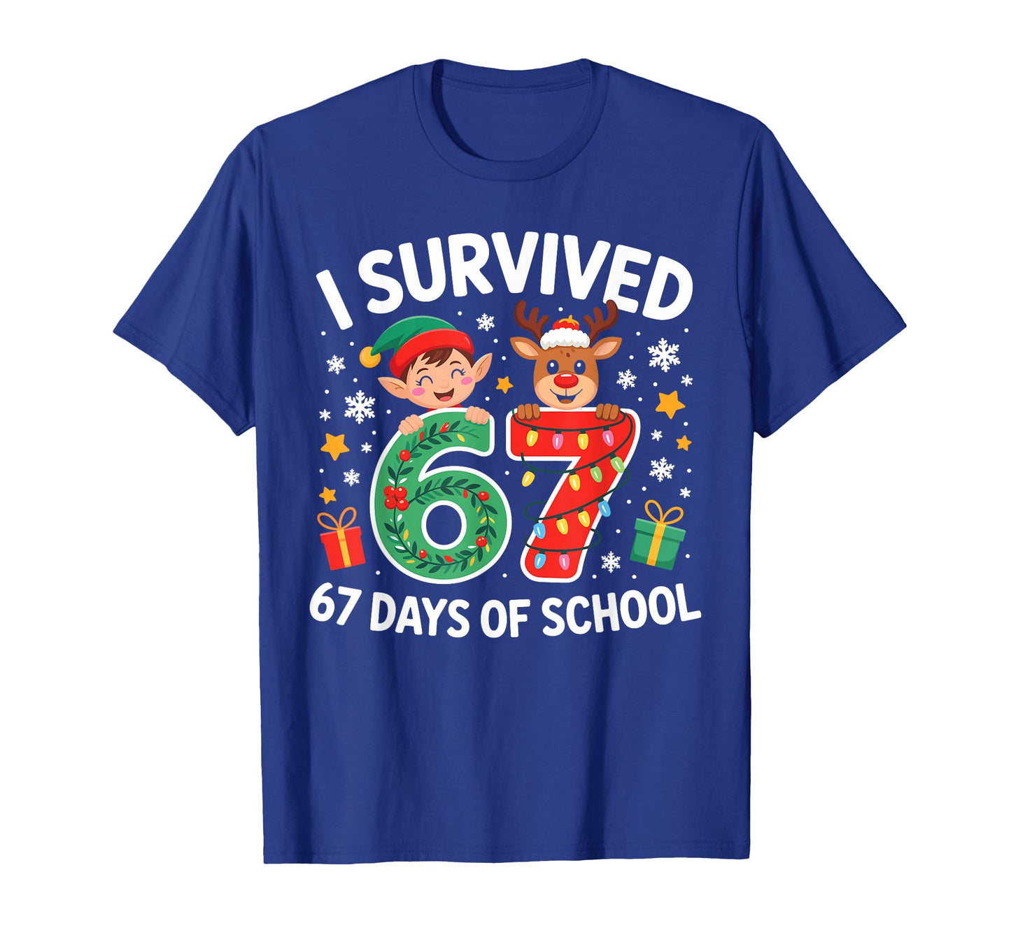 I Survived 67 Days of School Christmas Candy Cane Six Seven T-Shirt