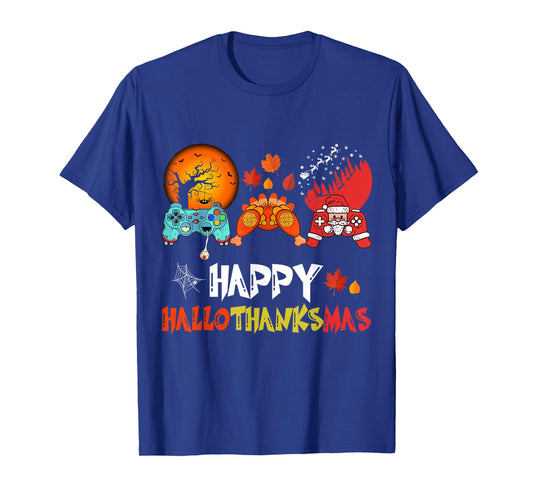 Halloween Thanksgiving Xmas Happy HalloThanksMas Video Game T-Shirt