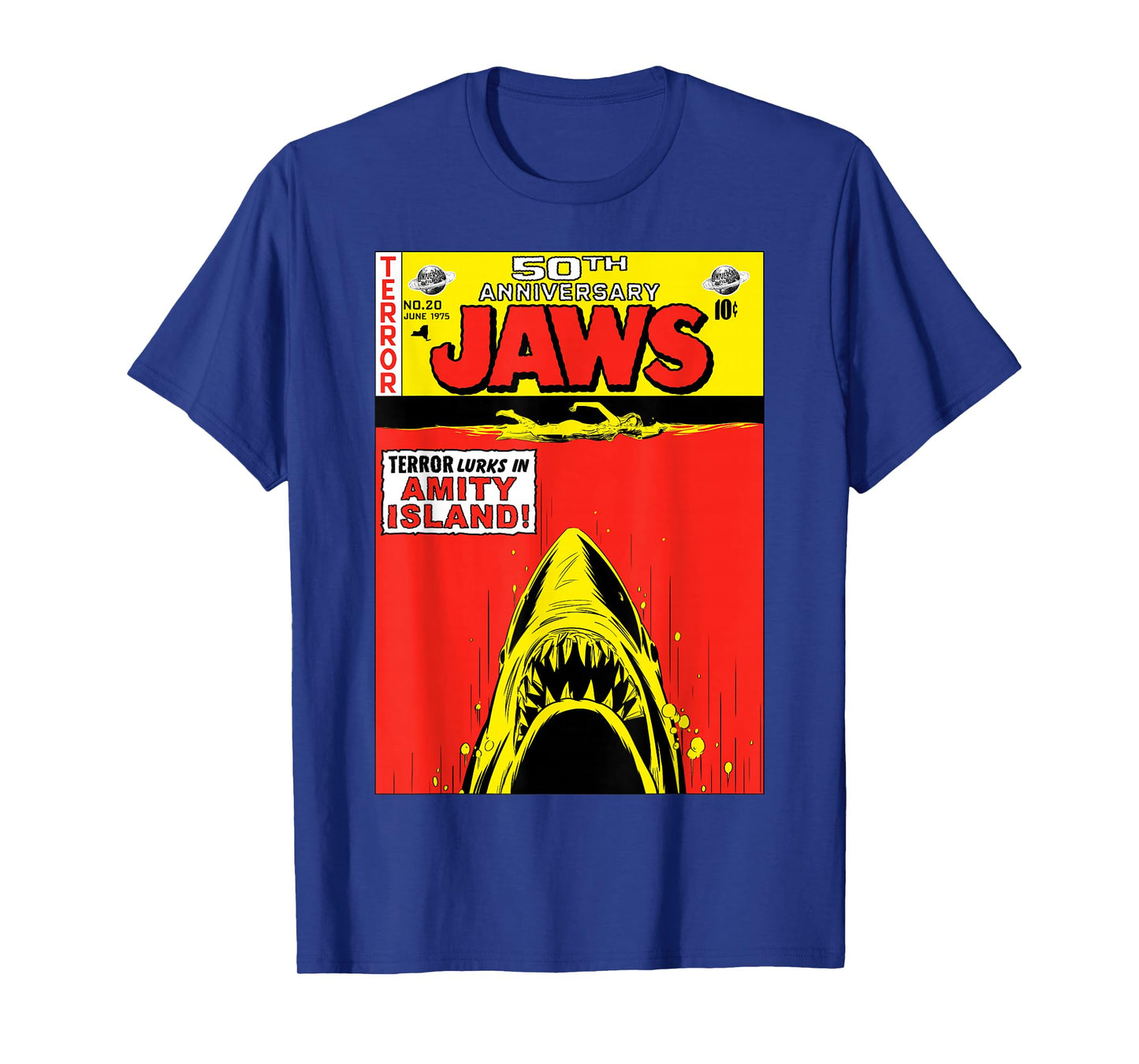 Jaws 50th Anniversary Poster Comic Book Style Front & Back T-Shirt