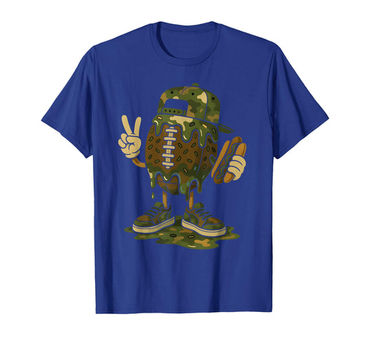 Football Drip Camo Boys Football Ice Cream Youth Game Day T-Shirt