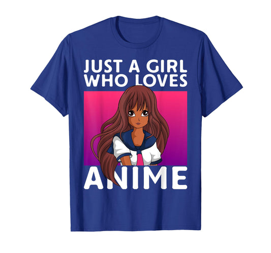 Just A Girl Who Loves Anime Lover Black Anime Girl T-Shirt