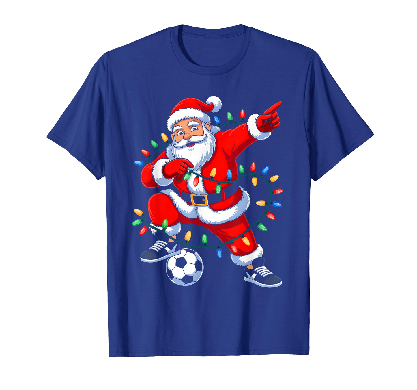 Dabbing Santa Xmas Lights Soccer Christmas Boys Men Kids T-Shirt