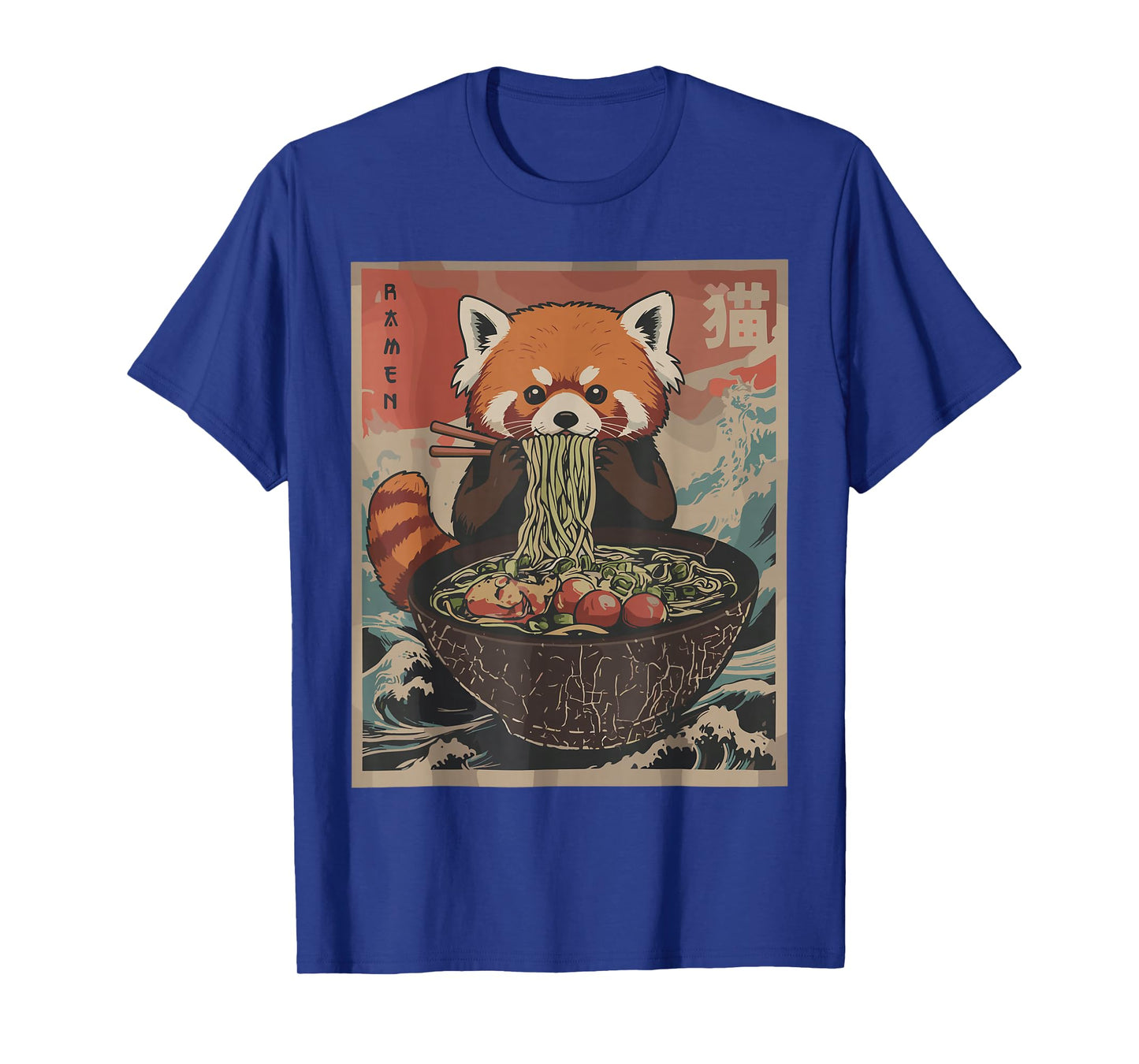Ramen Japanese Graphic Tees Red Panda Anime Shirts for Men T-Shirt