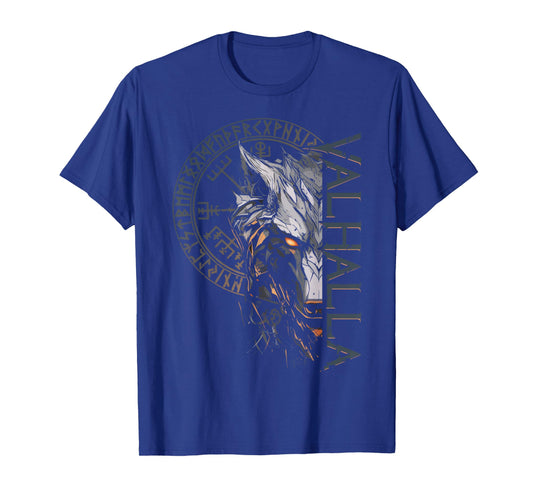 Valhalla Wolf Wolves Odin's Runes Nordic Compass Viking T-Shirt