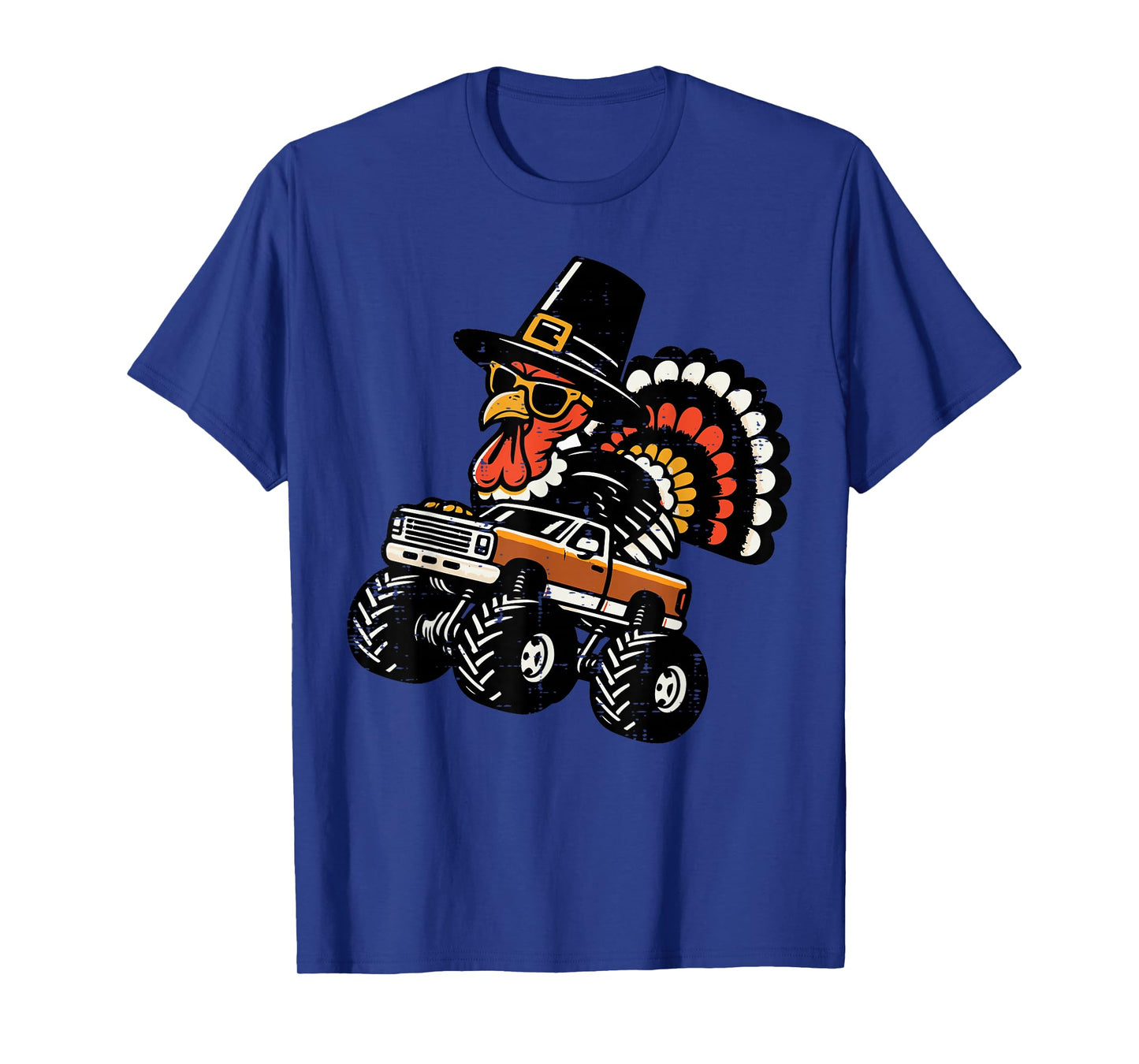 Thanksgiving Turkey On Monster Truck Boys Kids Youth Men T-Shirt