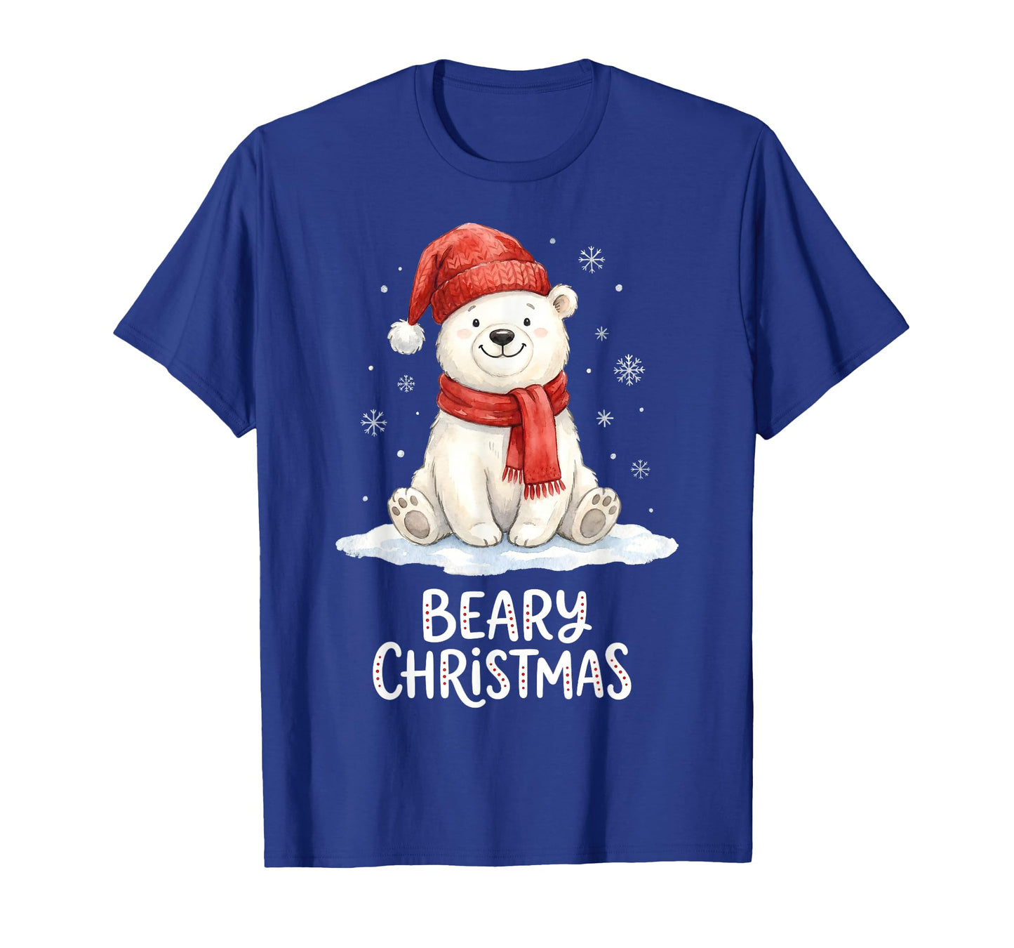Cute Beary Christmas Polar Watercolor Xmas Holiday T-Shirt
