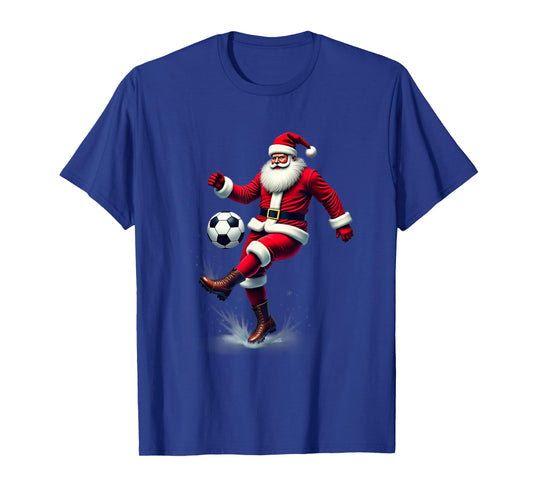 Santa Claus Soccer Player Christmas Sport Theme T-Shirt