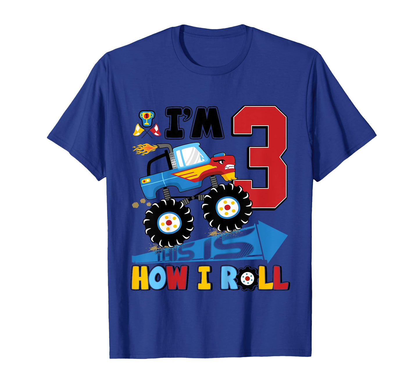 Kids 3 Year Old Tee 3rd Birthday Boy Monster Truck Car Gift Boys T-Shirt