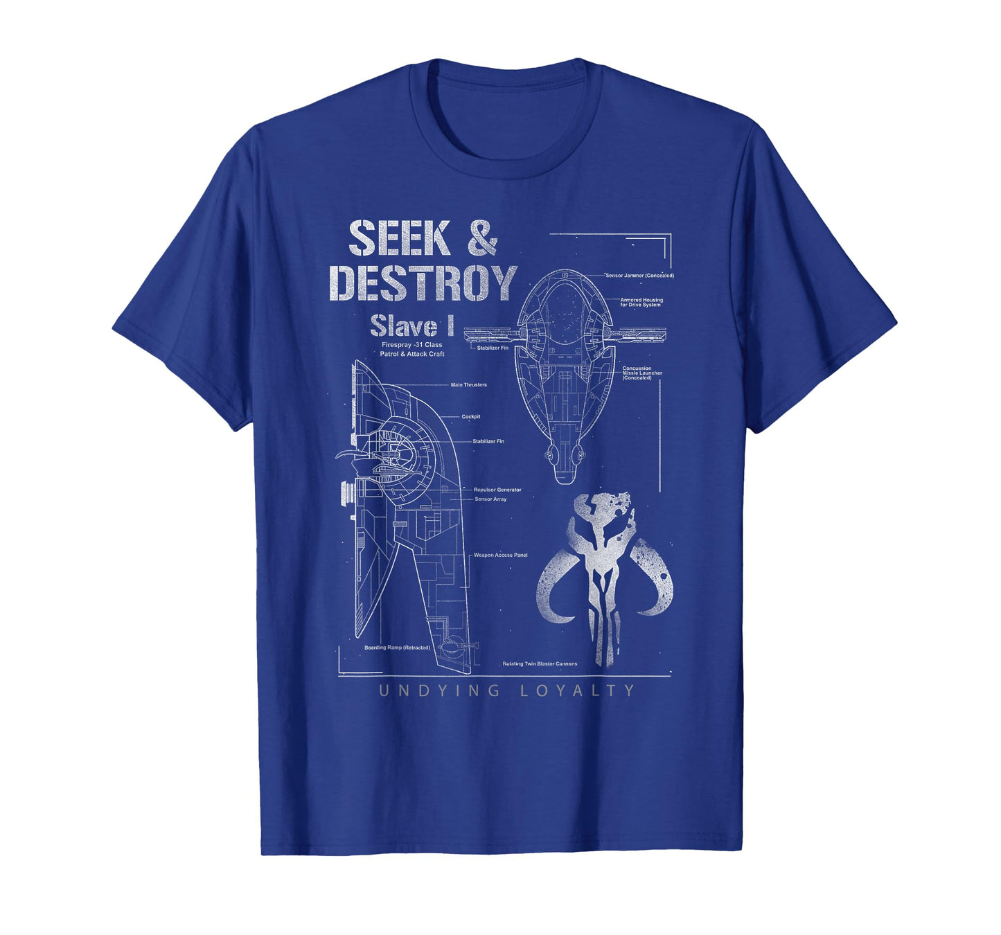 Star Wars Boba Slave I Ship Seek & Destroy Schematic T-Shirt T-Shirt