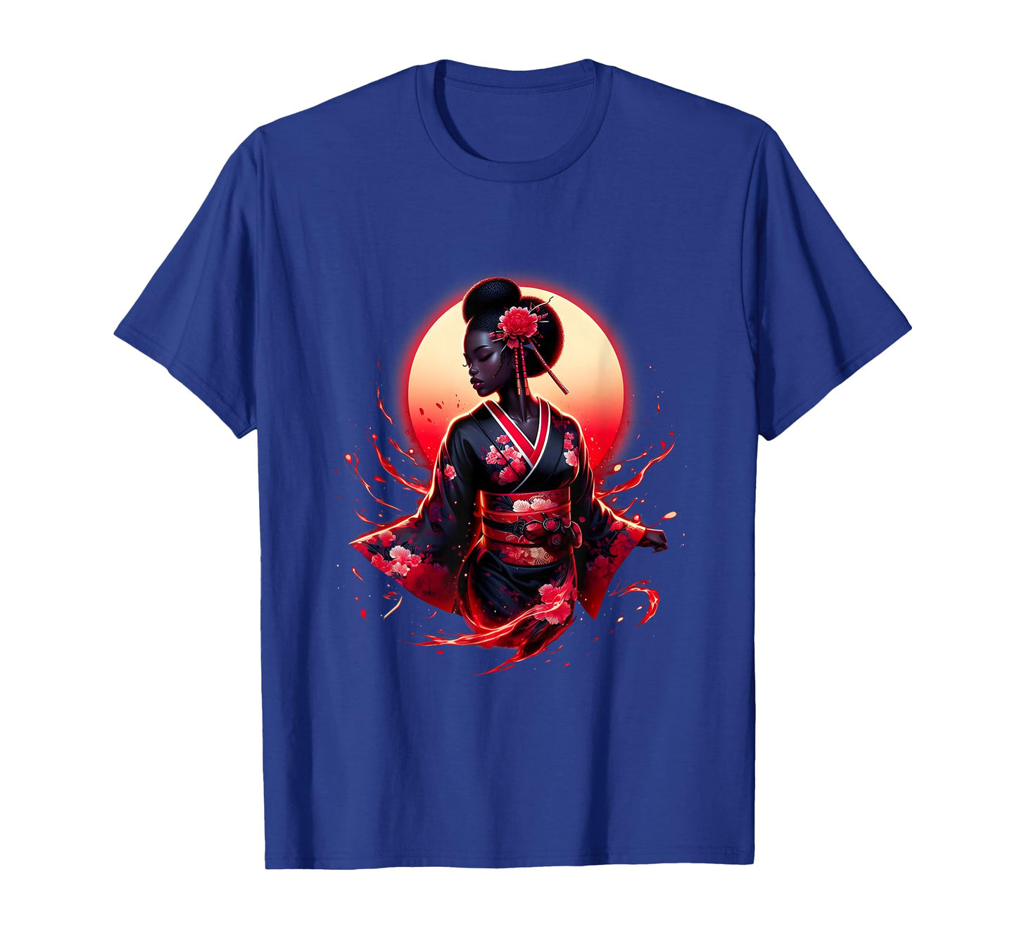 Samurai Girl Black Cat Women Black Woman Japanese Anime T-Shirt