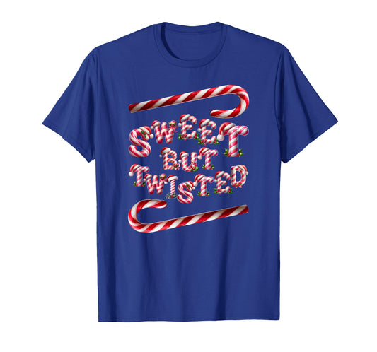 Sweet But Twisted. Two Candy Cane Sticks. Funny Xmas T-Shirt