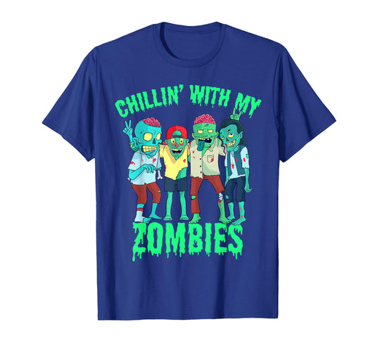 Chillin with my Zombies Halloween Boys Kids Zombie T-Shirt