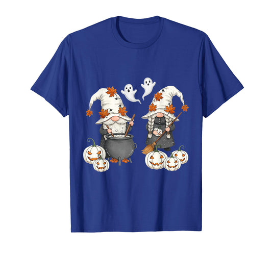 Funny Gnome Halloween With Pumpkin Ghost Leopard Design T-Shirt