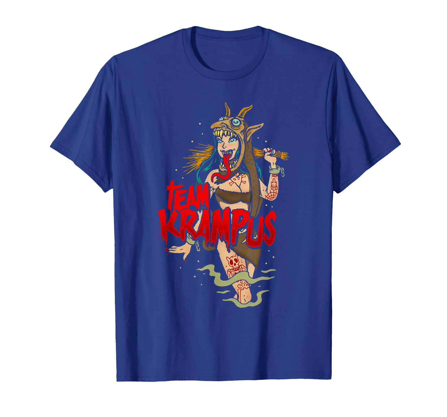 Team Krampus Pinup Goth Emo Girl Christmas T-Shirt