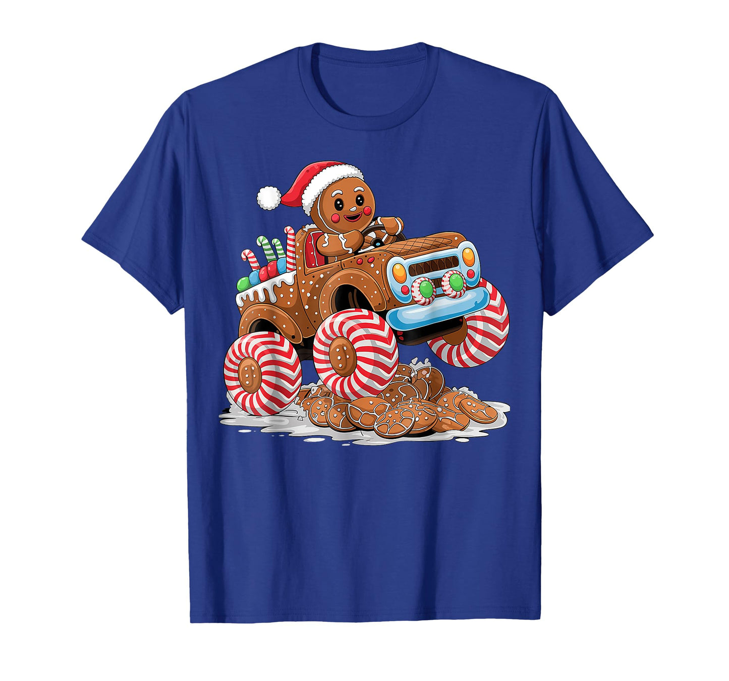Monster Truck Gingerbread Man Christmas Baking T-Shirt