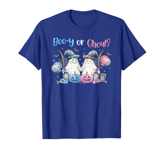 Cute Spooky Witch Ghost Boo-y or Ghoul Gender Reveal T-Shirt