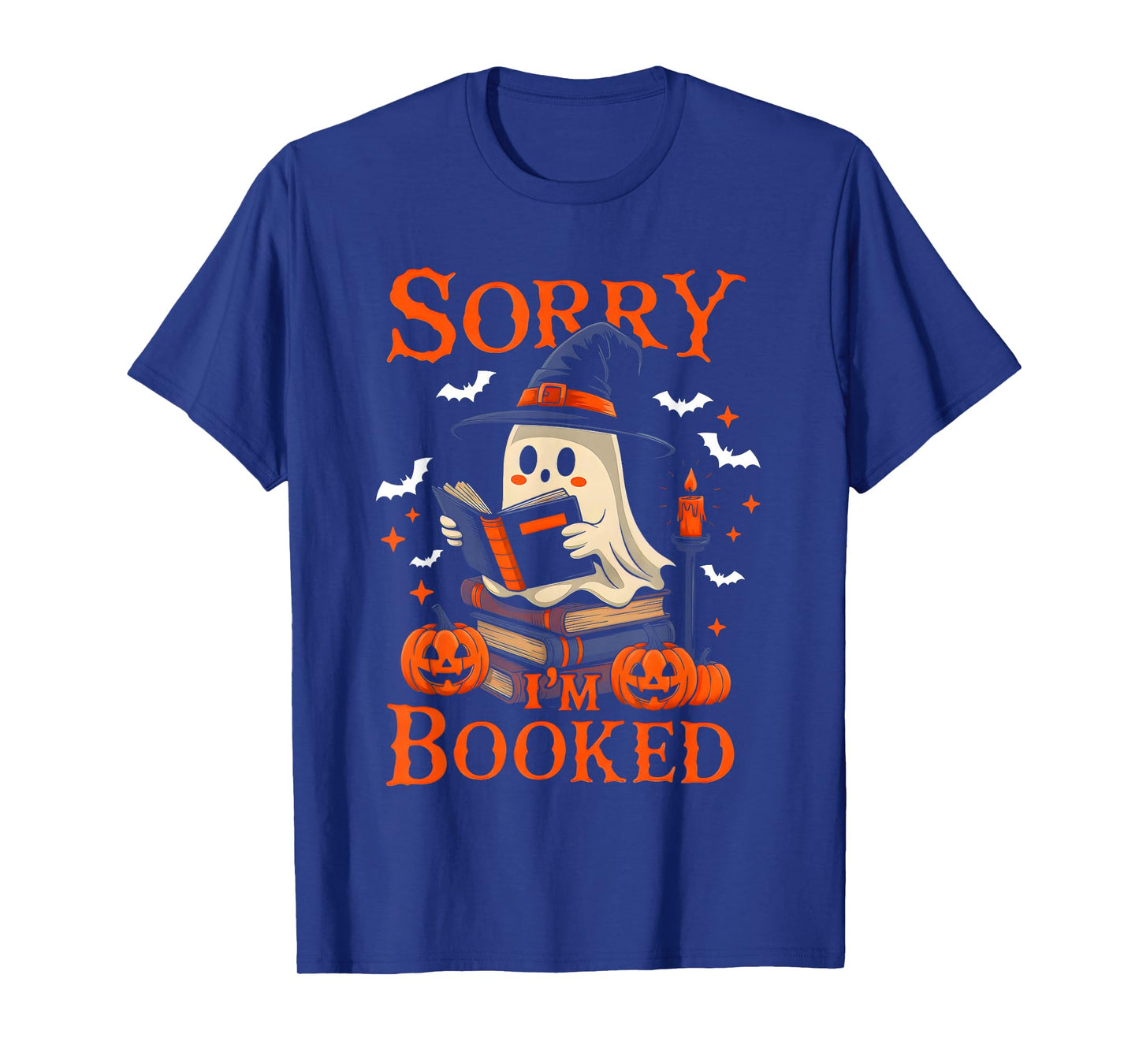 Sorry I'm Booked Ghost Reading Book Lover Teacher Halloween T-Shirt