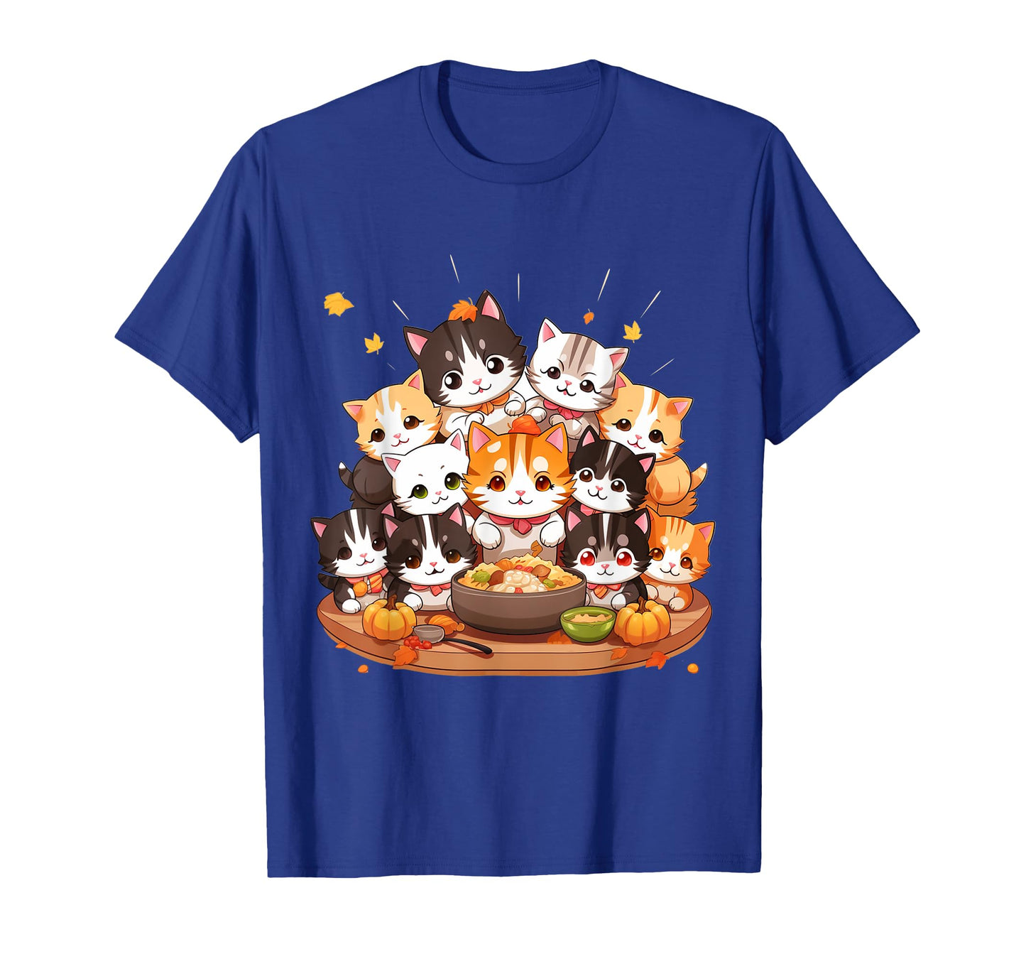 Cute funny cats celebrating thanksgiving autumn dinner T-Shirt