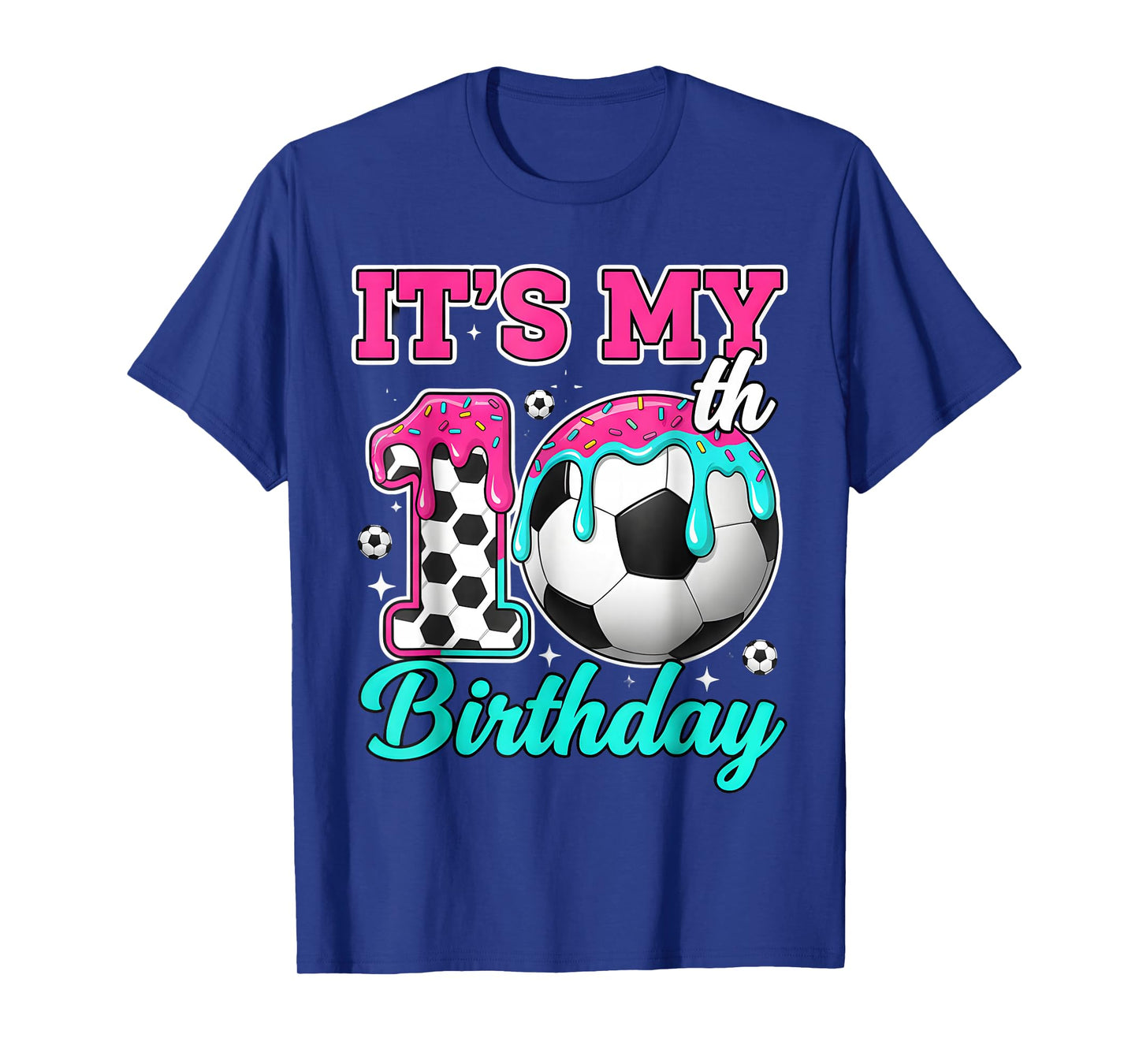 Soccer 10 Year Old Ice Cream Drip Youth 10th Birthday Boy 10 T-Shirt