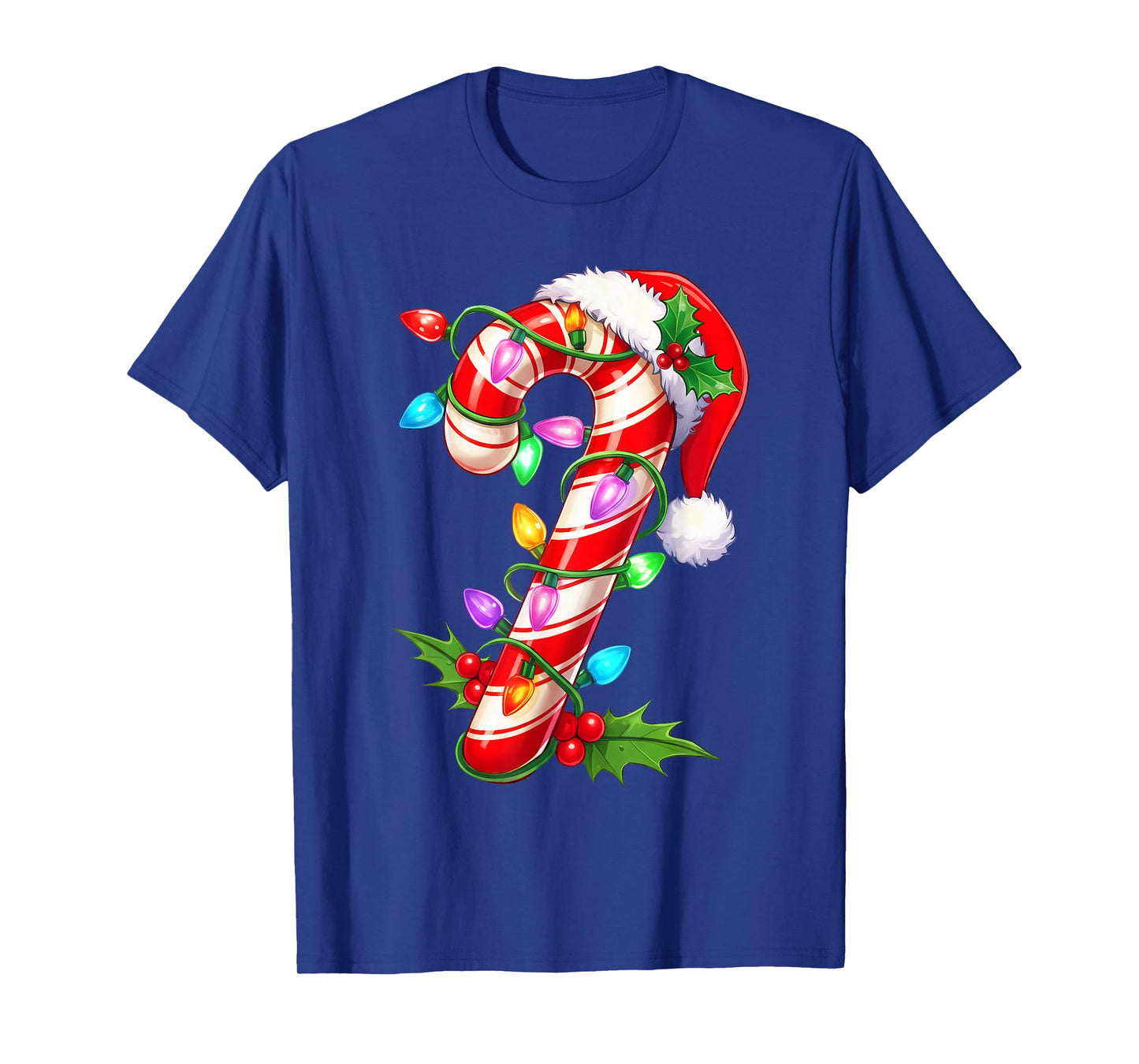 Red & White Candy Cane Crew Christmas Santa Hat Xmas Holiday T-Shirt