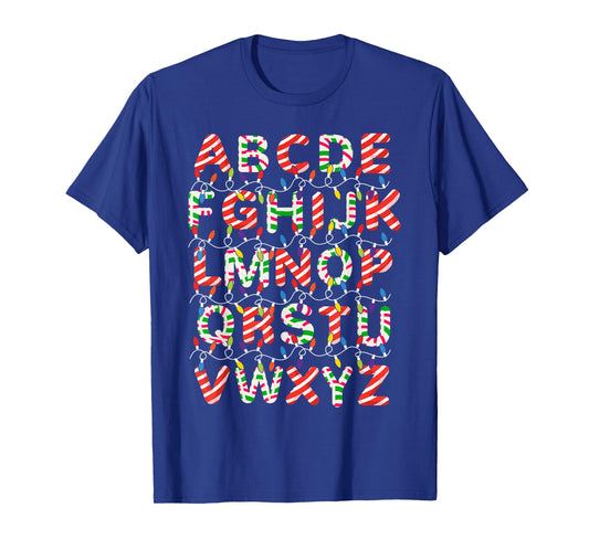 Christmas Alphabet Candy Cane Pre-K Kindergarten Teacher T-Shirt