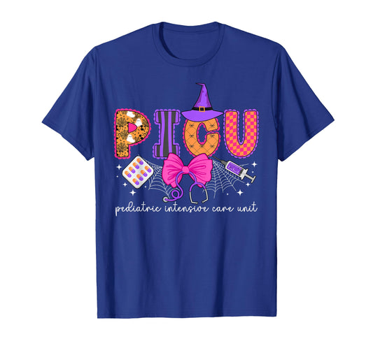 PICU Nurse Spooky Pediatric ICU Nurse Halloween PICU Bow T-Shirt