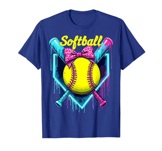 Softball Player Ice Cream Softball Drip T-Shirt
