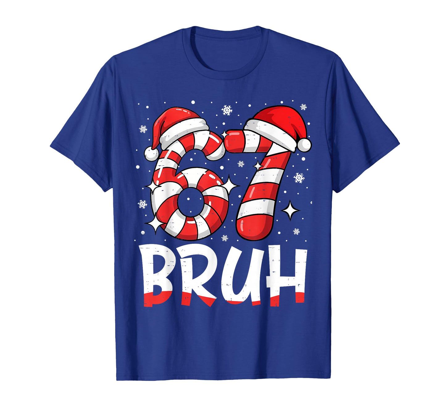 Funny Bruh 67 Six Seven 6 7 Meme Christmas Candy Cane T-Shirt