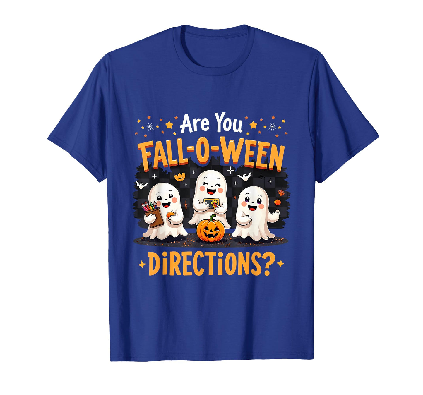 Fall-O-Ween Directions Cute Ghost Teacher Halloween T-Shirt