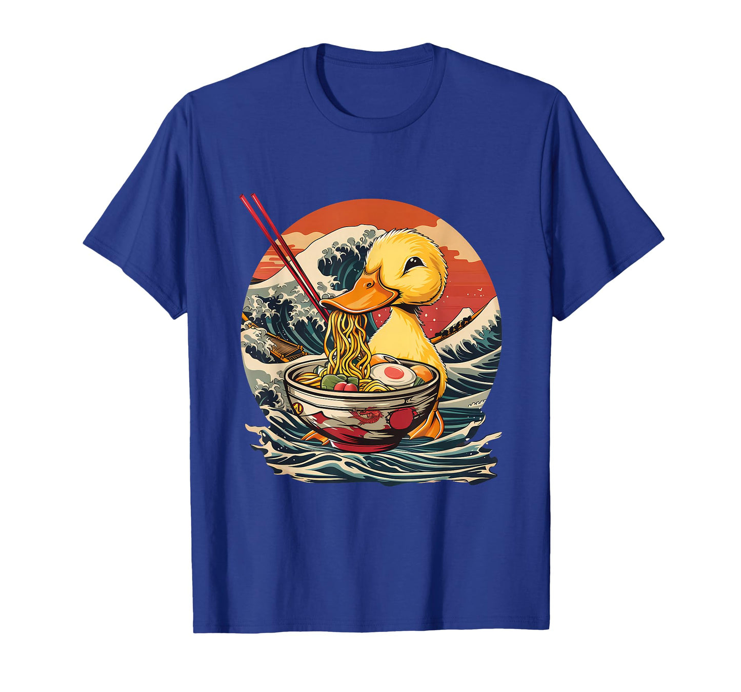 Duck Eating Ramen Noodles Waves Artwork Duck Ramen Bowl T-Shirt