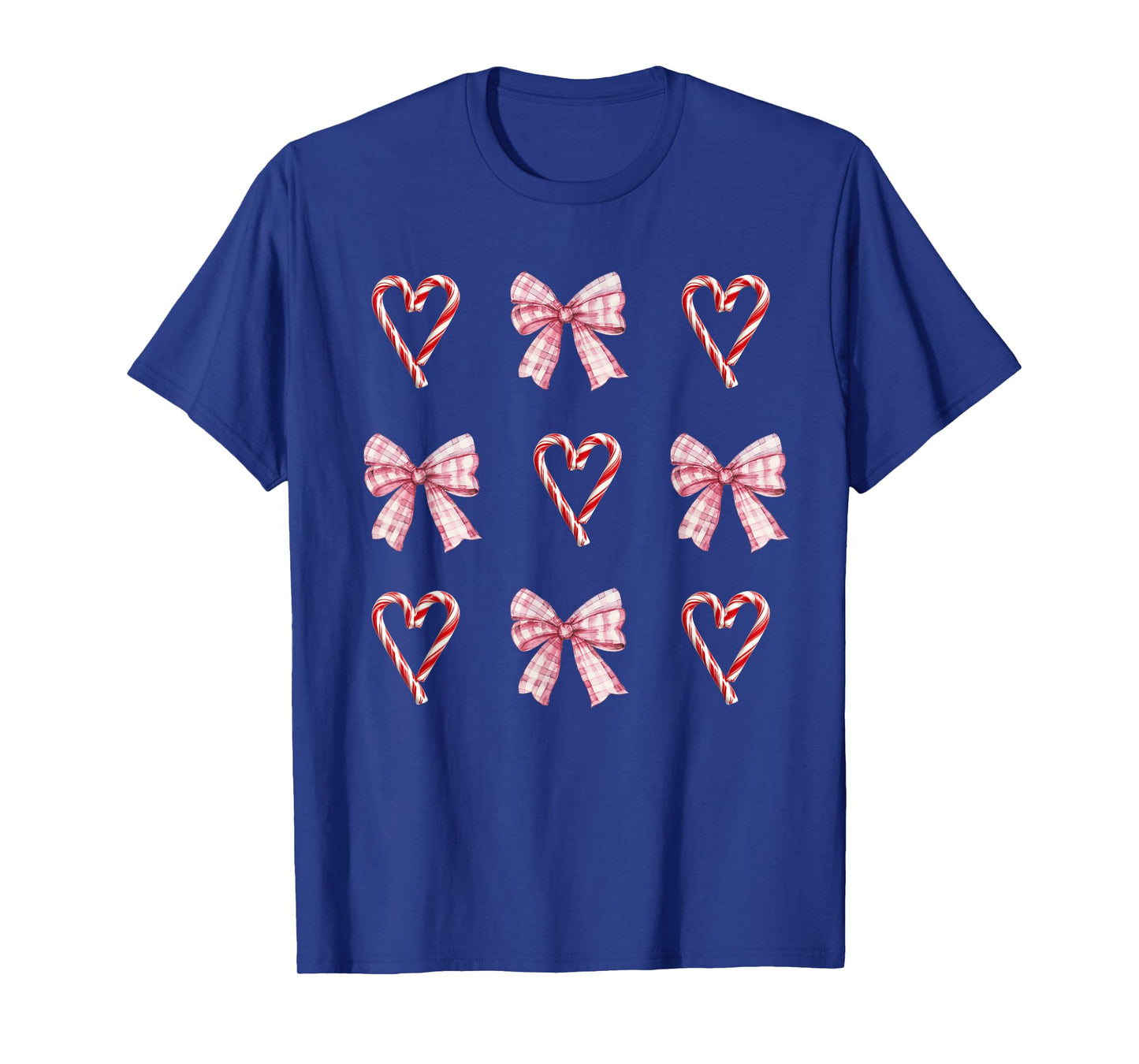 Heart Candy Cane Pink Bow Christmas T-Shirt