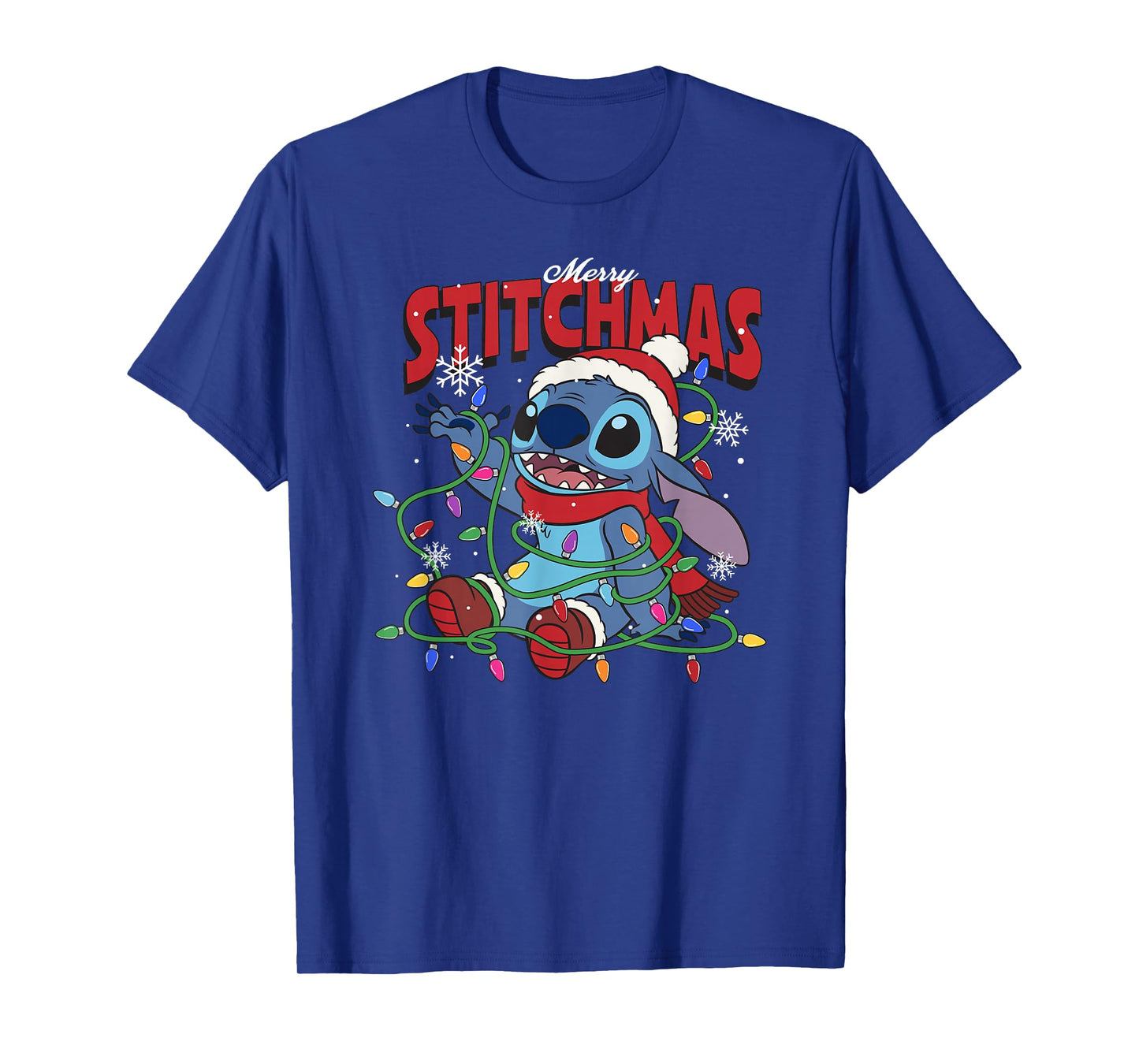Disney Lilo & Stitch Merry Stitchmas Messy Christmas Lights T-Shirt