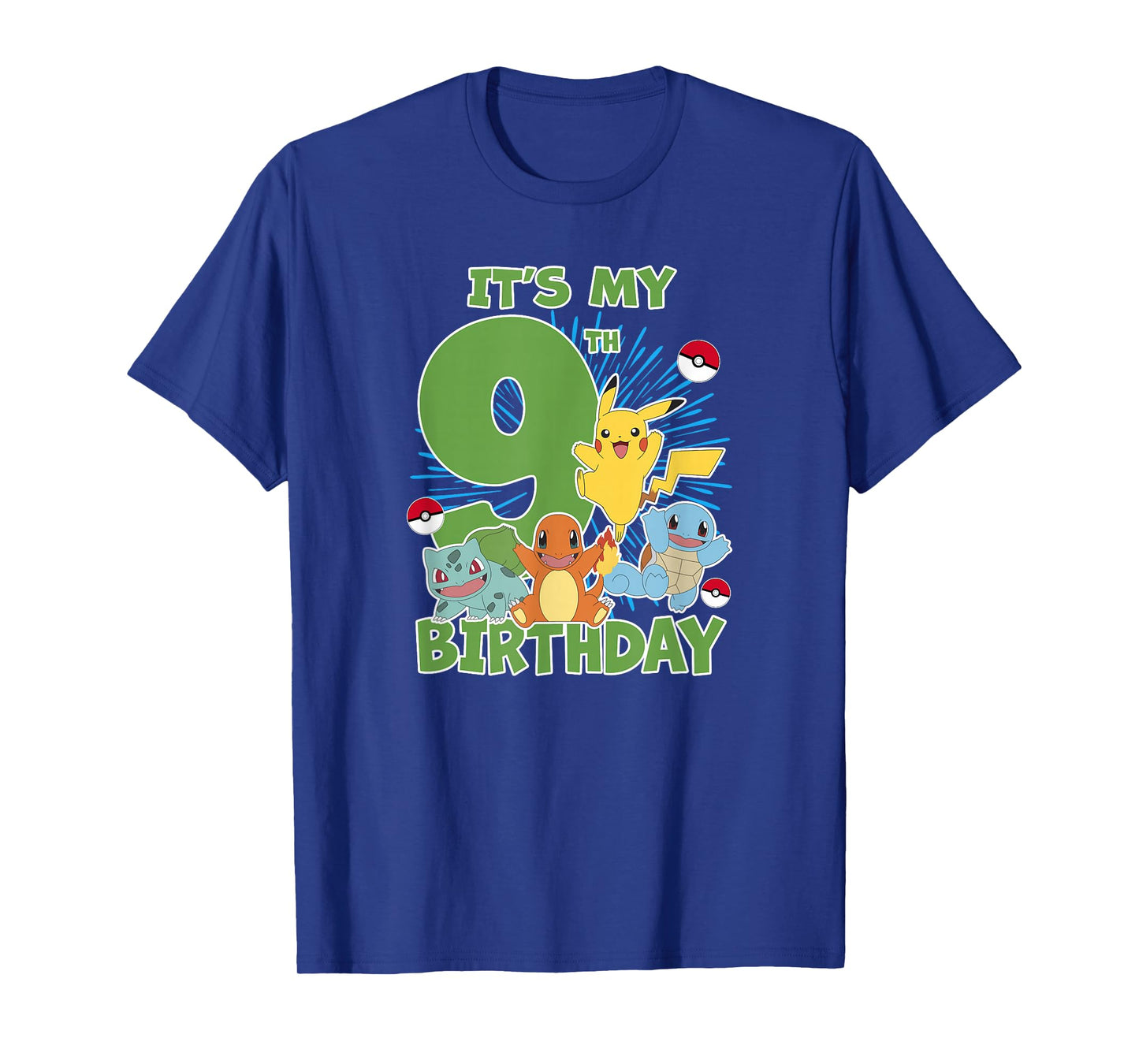 Pokémon It's My 9th Birthday Kanto Starters Celebration T-Shirt