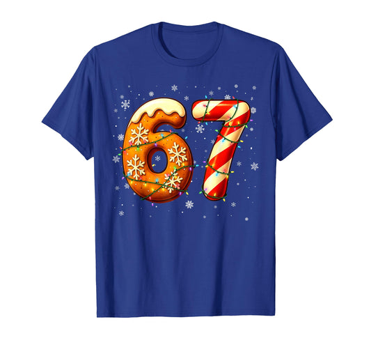 67 Six Seven 6-7 Gingerbread Candy Cane Christmas Kids Meme T-Shirt