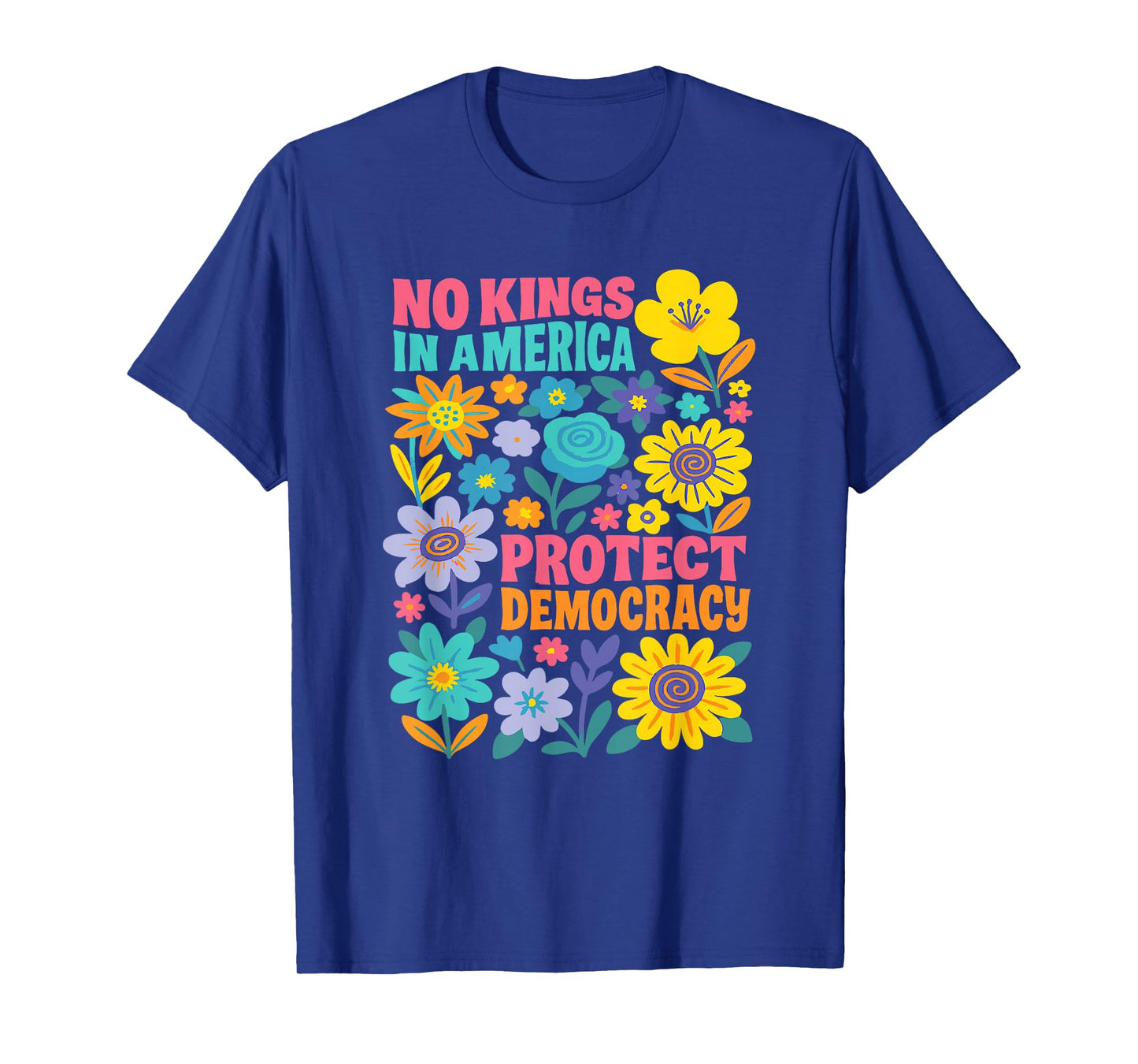 No Kings in America We The People Retro Boho Floral lovers T-Shirt