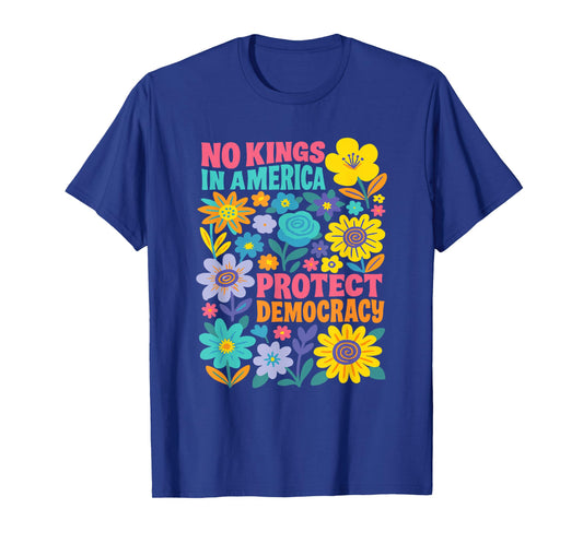 No Kings in America We The People Retro Boho Floral lovers T-Shirt