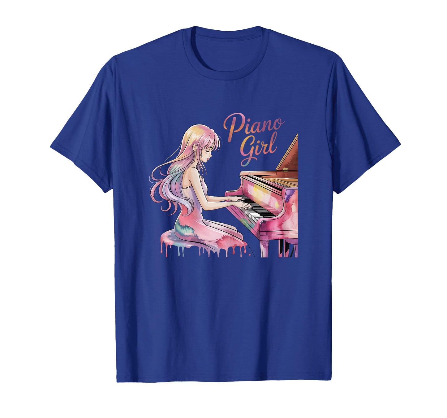 Piano Girl Anime Music Lover Pastel Artistic Pianists T-Shirt