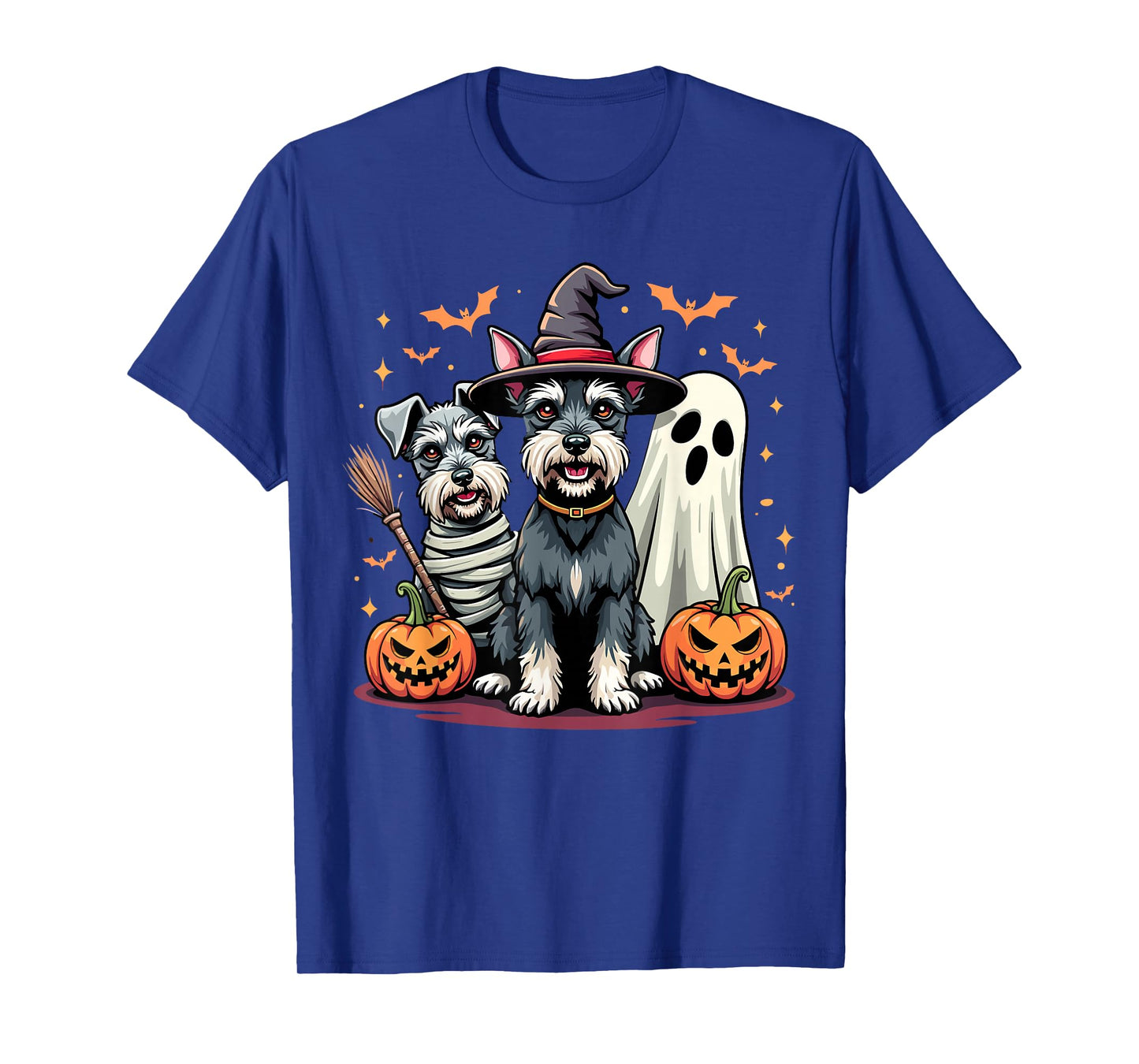Miniature Schnauzer Halloween Costume Mummy Witch Ghost Dog T-Shirt
