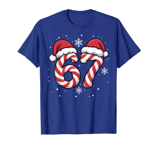 Viral 67 Candy Canes Santa Holiday Kids Humor Funny T-Shirt