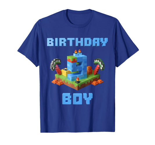 Fun 9th Birthday Pixel Art Video Game 9 Years Old Bday Boys T-Shirt