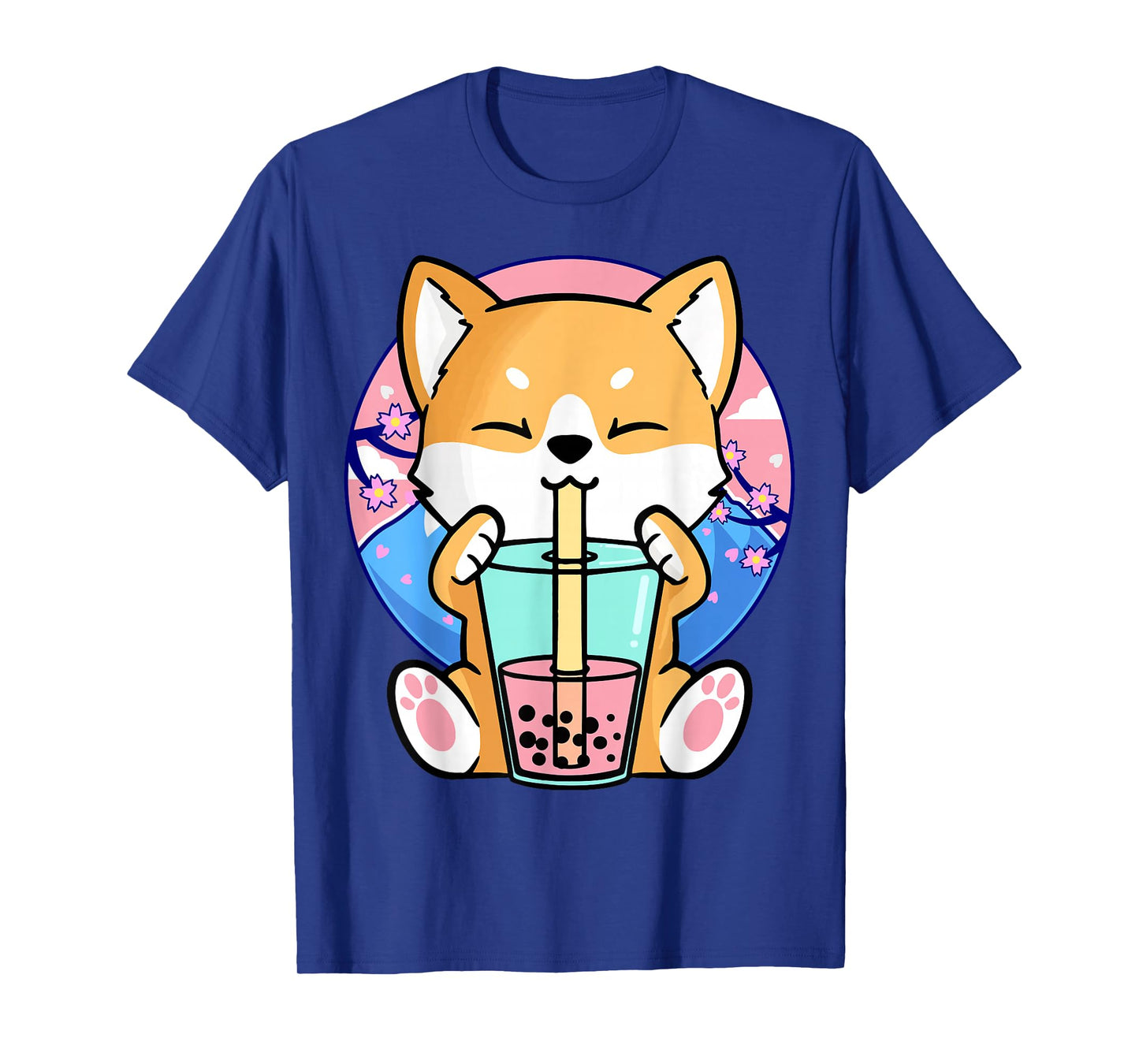 Kawaii Corgi Dog Bubble Tea Boba Anime Neko Japanese Kids T-Shirt Small