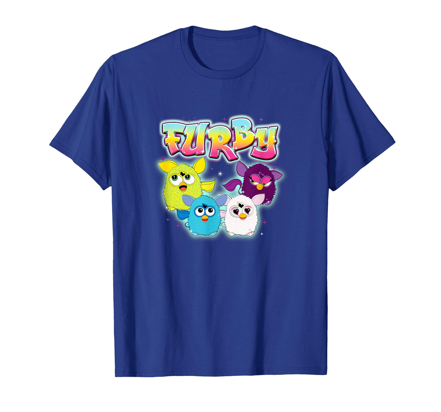 Furby Vintage Neon Rainbow Graffiti Style Group Poster T-Shirt