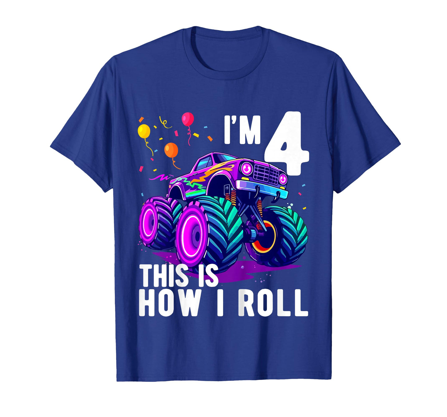 Kids Birthday Monster Truck 4 Year Old Boy 4th Birthday Party T-Shirt