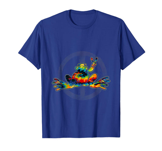 Cool Peace Frog Tie Dye 1960s Fashion Nonconformists T-Shirt