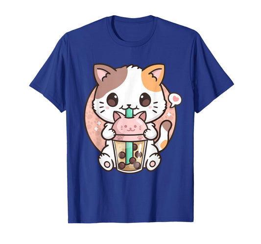 Boba Tea Cat Bubble Tea Cat Kawaii Anime Neko T-Shirt