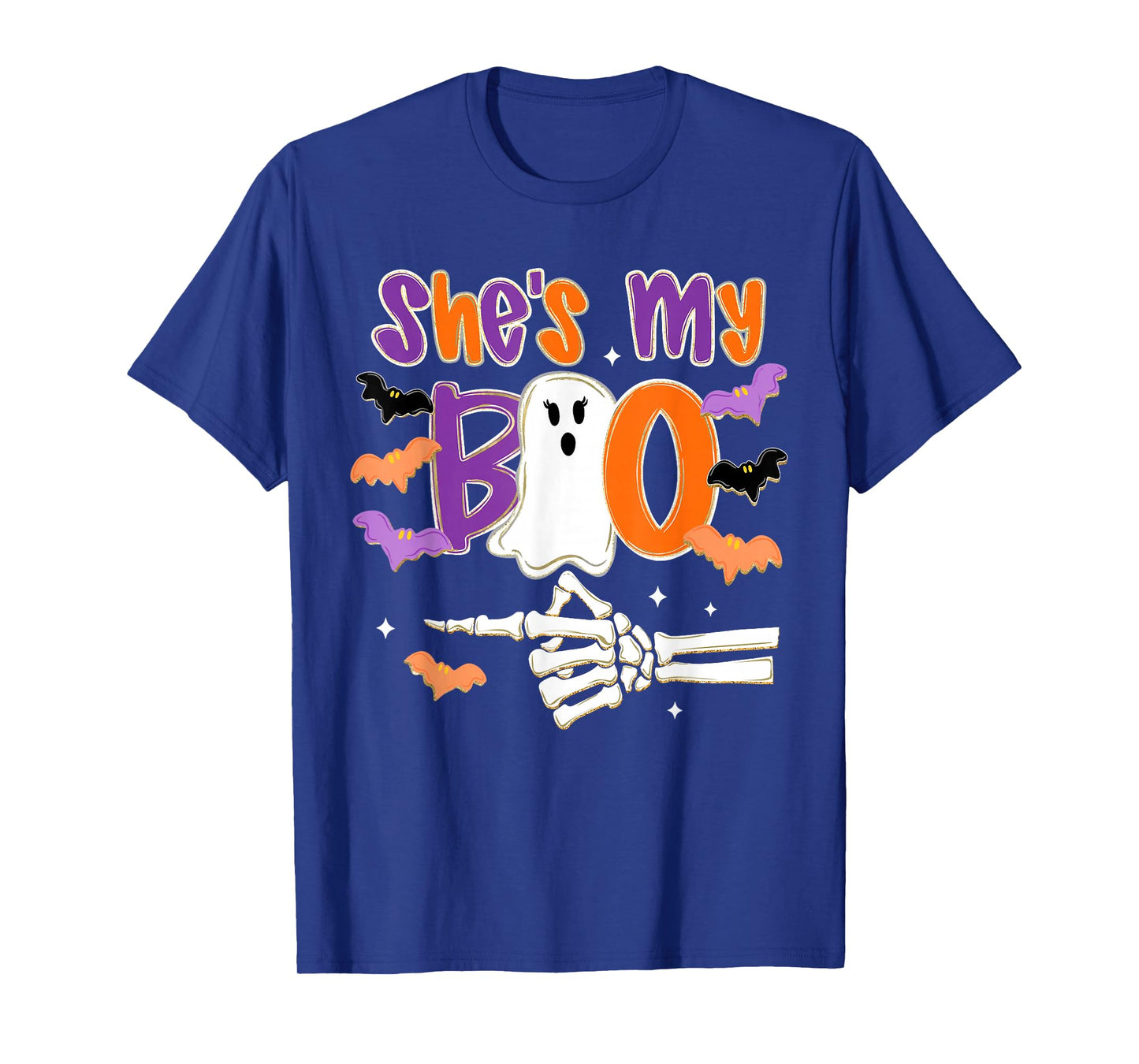 Halloween She's My Boo Funny Ghost Skeleton Spooky Couples T-Shirt